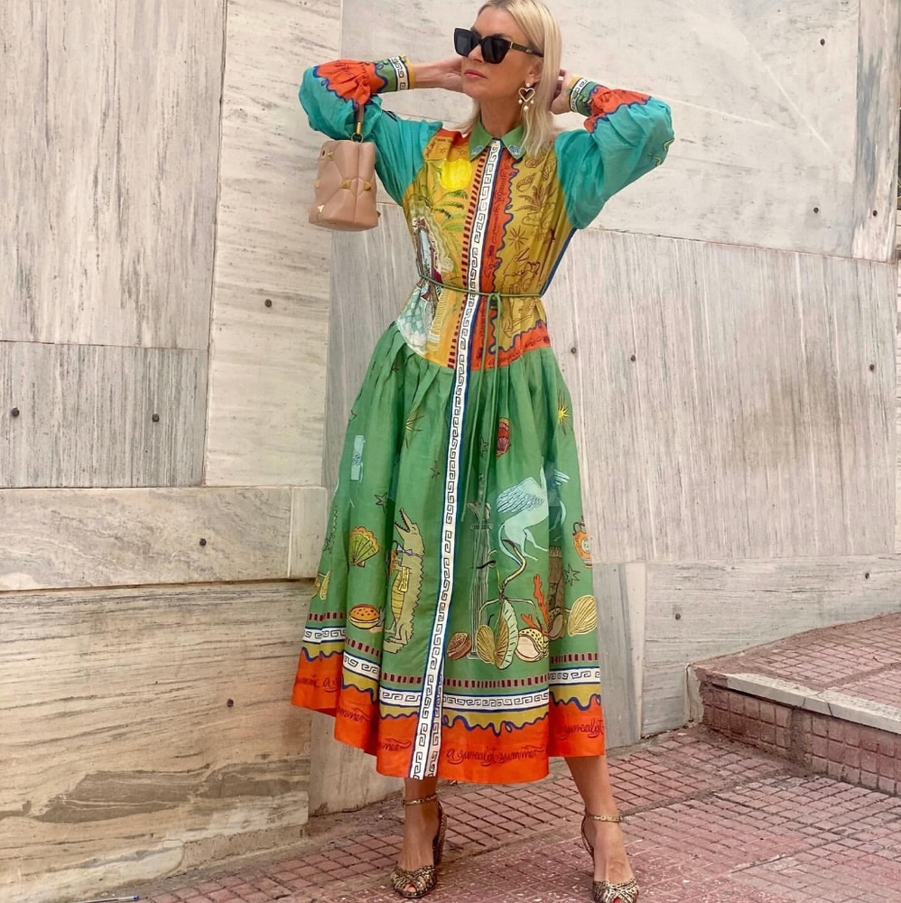 ALEMAIS surrealist summer ramie shirt dress - Picture 5 of 16